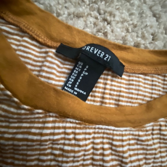 Forever 21 Yellow / White Striped Top - Picture 2 of 2